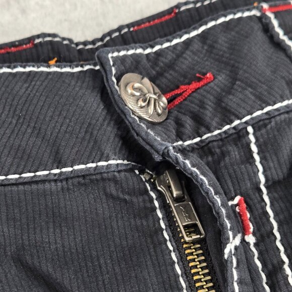 Rock Revival Cargo Shorts Mens 34 Black 12" Embroidered Red Stitch 24" Outseam - Picture 9 of 14